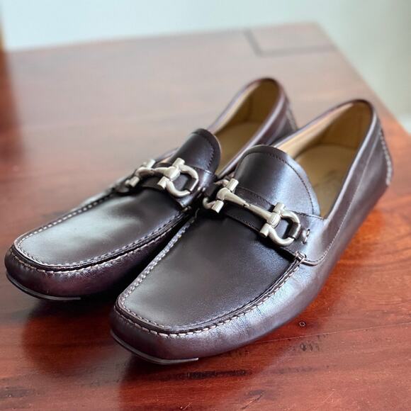 Salvatore Ferragamo Parigi Gancini Bit Driving Moc Shoe loafer brown leather 9 - Picture 3 of 14